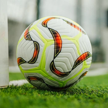 Футбольный мяч в стиле Найк Premier League Английская Премьер-лига Салатово-оранжевый Код: 0017-5