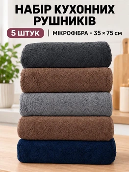 Набір кухонних рушників з мікрофібри 5 шт 35×75 см для кухні для посуду та рук швидке поглинання вологи