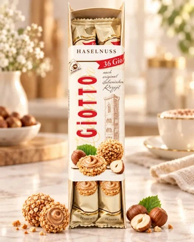 Цукерки Джіотто шоколадні з вафлями Ferrero Giotto Haselnuss Ферреро кульки з лісовими горіхами 36шт 154г