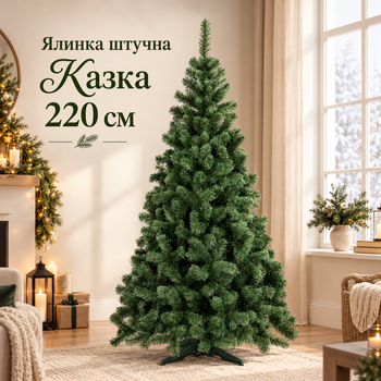 Казка новорічна ялинка заввишки 220 см для святкового оформлення