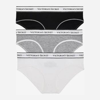 Набор трусиков слипов женских хлопковых Victoria's Secret 894380501 XL 3 шт Белый/Серый/Черный (1159862998)