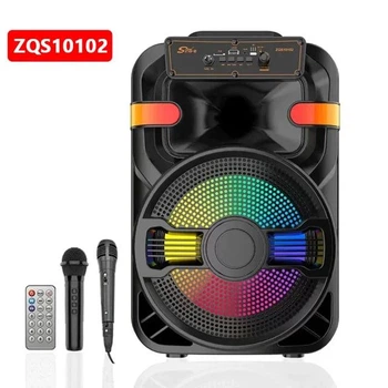 Портативная Bluetooth колонка ZQS10101 30W с RGB-подсветкой, караоке, 2 микрофонами и пультом Black