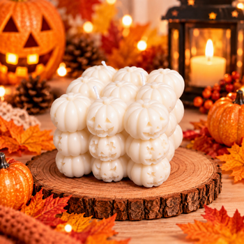 Свеча «Тыквы Halloween», белая