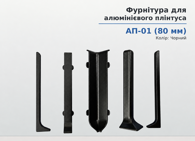 Элемент фурнитуры металлический к алюминиевому плинтусу Арт-Профиль АП-01(80) 80мм Черный