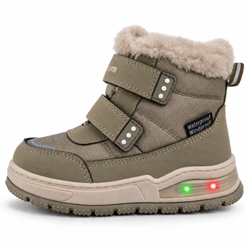 Зимние сапоги Tom.m для мальчика хаки с LED-подсветкой, на липучках, размер 26 (16,5 см)