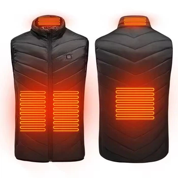 Жилет (4XL) з підігрівом від Power Bank (USB), 4 зони обігріву Чорний