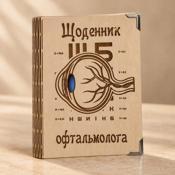 Деревянный блокнот Офтальмологу окулисту (на цельной обложке с ручкой), ежедневник из дерева