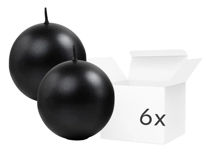 Zestaw świec Party Deco Kula metalizowana 8 cm 6 szt. Czarne (ZES5902230731851)