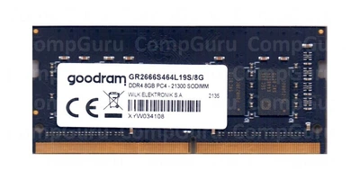 Оперативная память для ноутбука Goodram DDR4 8GB 2666MHz SO-DIMM PC4-2666 (GR2666S464L19S/8G)
