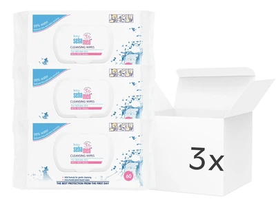 Набір дитячих вологих серветок Sebamed Baby 3x60 шт (8470002081437)