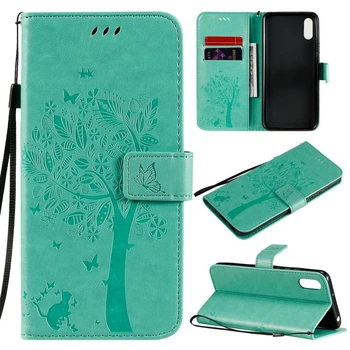 Чехол для Xiaomi Redmi 9A (рисунок кот и дерево) Turquoise (17080-32)
