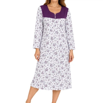 Женская тёплая байковая ночная рубашка хлопок ANDIN (253-9) р.52-54 (XL-2XL) разноцветная