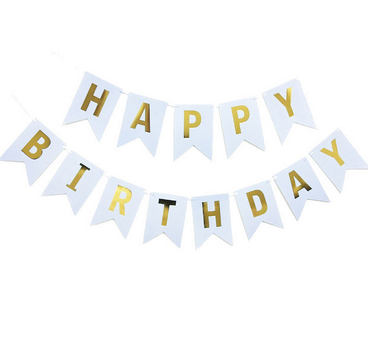 Паперова гірлянди "HAPPY BIRTHDAY", біла
