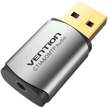 Звуковая карта Vention Audio USB - 1х3.5mm jack 4pin Metal (OMTP-CTIA) [176890]