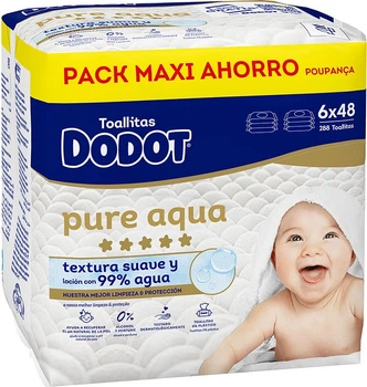 Набір дитячих вологих серветок Dodot Pure Aqua 6 х 48 шт (8700216001274)