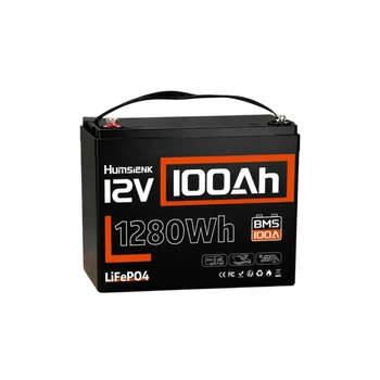 Аккумулятор LiFePO4 HUMSIENK 12V 100Ah 1280Wh литий железо фосфатный 12,8V для инвертора, ИБП и солнечной системы
