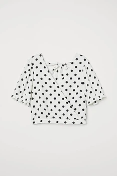Блуза жіноча H&M 060766122 40 Біла у чорний горох (6666000362360)
