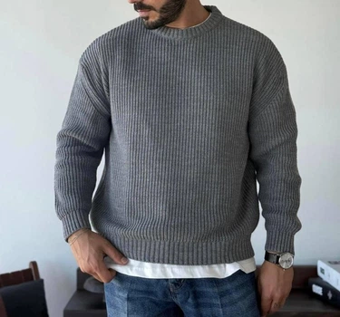 Свитер мужской вязанный GI Oversize XL серый