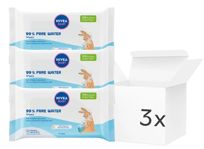 Набір Серветки Nivea Baby 99% Pure Water 3x57 шт (5900017090528)
