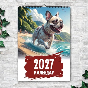 Календарь А3 перекидной настенный Французский бульдог. Арт. 13 листов ENTERSTORE (art. 269036)