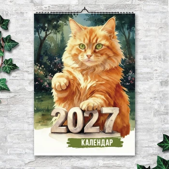 Календар A3 перекидний настінний Рудий кіт 13 аркушів (art. 269045)