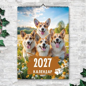 Календарь-планер А3 перекидной настенный Корги. Фото. 13 листов ENTERSTORE (art. 269040)