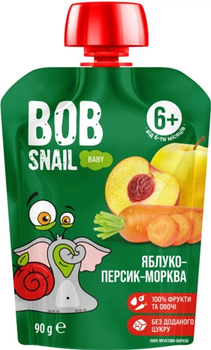 Пюре фруктово-овочеве Bob Snail Яблуко–Персик–Морква для дітей від 6 місяців, 90 г