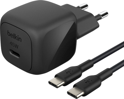 Ładowarka sieciowa Belkin BoostCharge 45W + Type-C to Type-C Cable Black (WCA012KQ1MWH-B6)