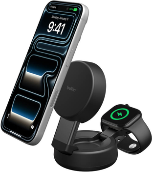 Ladowarka magnetyczna Belkin 2-in-1 Convertible Magnetic Charger with Qi2 25W Charcoal (WIZ043KQCH)