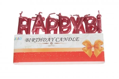 Набор свечей для торта буквы "Happy Birthday Бордо"
