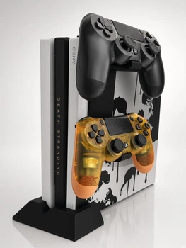Подвесная двойная подставка для геймпадов PS4 (DualShock 4) с креплением на корпус PlayStation 4 Pro Черная