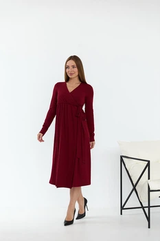 Платье для беременных и кормящих на запах Bondy S (42) Lullababe LB05BN104 бордовый