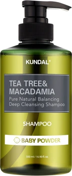 Натуральный шампунь против перхоти с ароматом детской присыпки KUNDAL Tea Tree & Macadamia Deep Cleansing Shampoo Baby Powder 500 мл