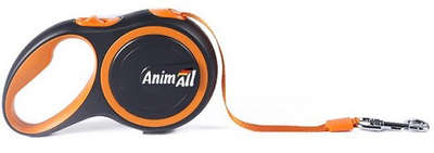 Повідець-рулетка AnimAll L до 50 кг, 5 м Жовтогарячо-чорний (2000981099244)