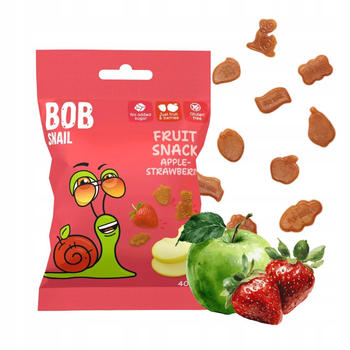 Натуральні снеки для дітей Bob Snail Яблуко-Полуниця 40 г