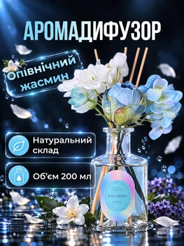 Аромадиффузор для дома Полуночный жасмин 200 мл до 30 м2 палочки ротанговые ароматизатор для комнаты парфюмированный освежитель воздуха грейпфрут лаванда пачули кипарис элеми декоративный букет искусственные цветы стеклянный флакон Голубой 160_5_200_4S