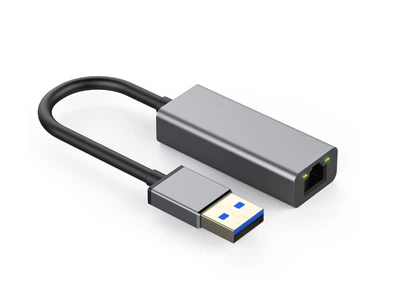 Адаптер Dynamode USB 3.0 1000/100 Мбит/с разъем RJ-45, чипсет RTL8153, з кабелем 14 см, темно-сірий