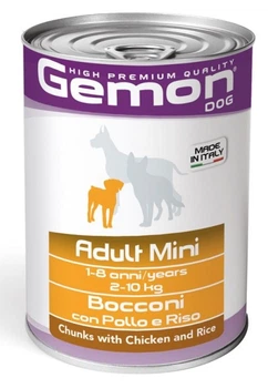 Корм для собак Gemon Dog Wet Mini Adult Chicken&Rice консервований для малих порід курка з рисом 415г х 12шт