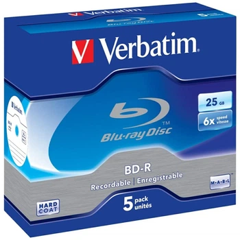 Диски Blu-ray Verbatim BD-R SL 25GB 6X 5шт White (43715)