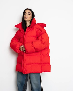 Пуховик oversize Alba красный - M