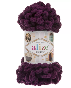 Пряжа для в'язання Alize "Puffy" колір сливовий 111