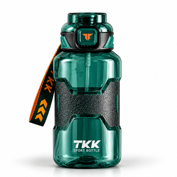 Спортивна пляшка TKK 1500 мл (1,5 л) зелена — Tritan BPA Free, ударостійка еко-пляшка для води з антиковзкою вставкою