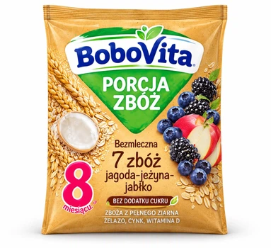 Безмолочна каша BoboVita Porcja Zbóż «7 злаків» із чорницею, ожиною та яблуком, від 8 місяців