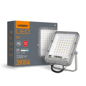 Прожектор LED 30W VIDEX 12–48V AC/DC IP65 5000K серый VL-F2-305G-12V