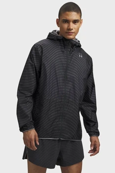 Чоловіча чорна вітровка у смужку UA Halo Run ReflectiveJacket-GRY Under Armour L 6012322-016