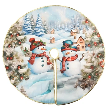 Килимок-спідниця під ялинку Snowman d90 см велюровий