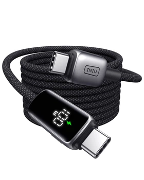 Kabel USB-C - USB-C INIU Leopard Display 100 W 2 m z wyświetlaczem cyfrowym czarny (6975141096431)