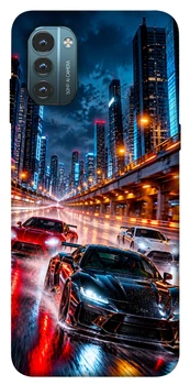 Чехол для Nokia G21 с принтом Night city cars