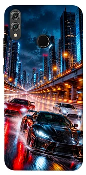 Чехол для Huawei Honor 8X с принтом Night city cars