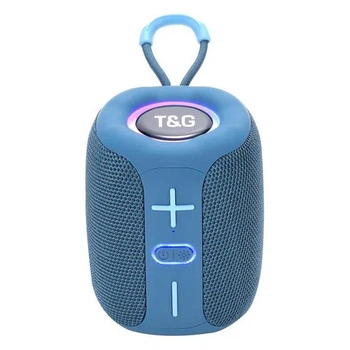 Портативная колонка Bluetooth T&G TG658 10 Вт с RGB подсветкой, FM-радио, AUX, USB и TWS Blue (1200 mAh)